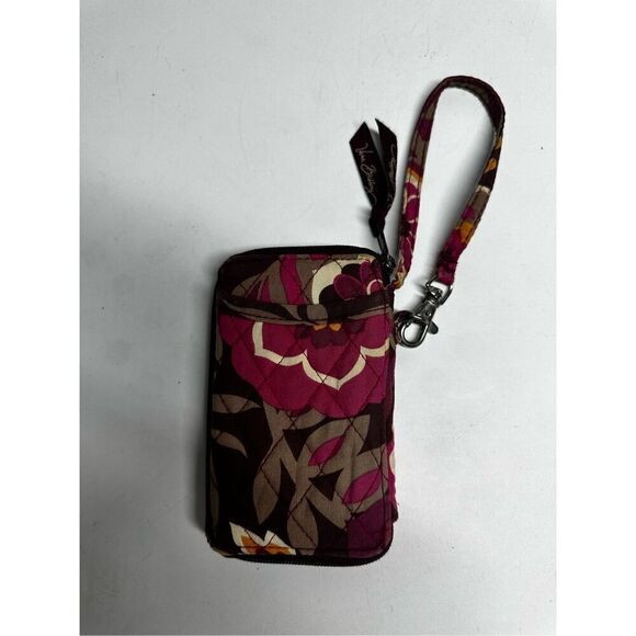 Vera Bradley Wallet Wrislet Pink Burgundy Quilted - Picture 1 of 9